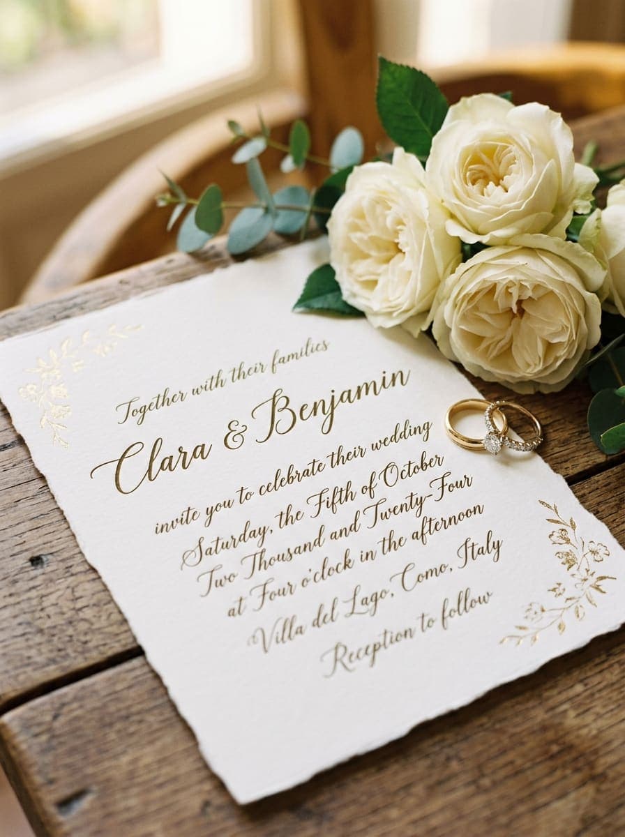 Invitation cards and ring macro shot